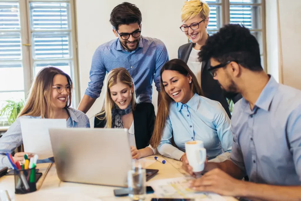 Business people are working in an office to gether. 