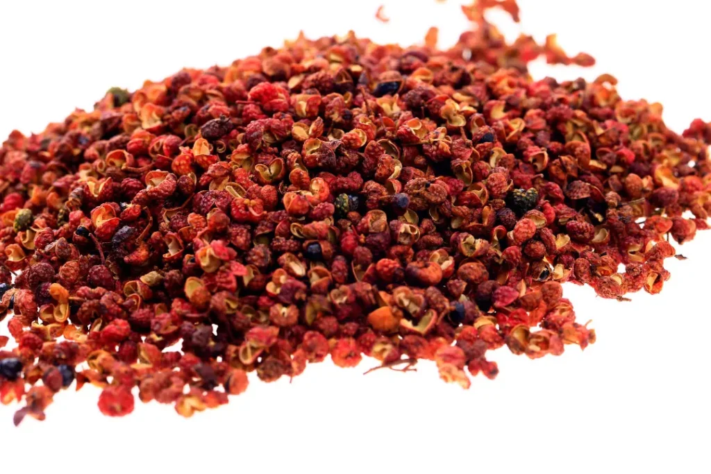 close up of Chinese Prickly Ash on white background.