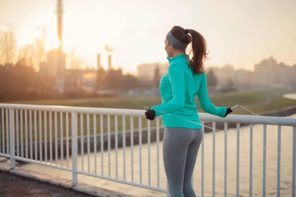 A lady doing exercise. 