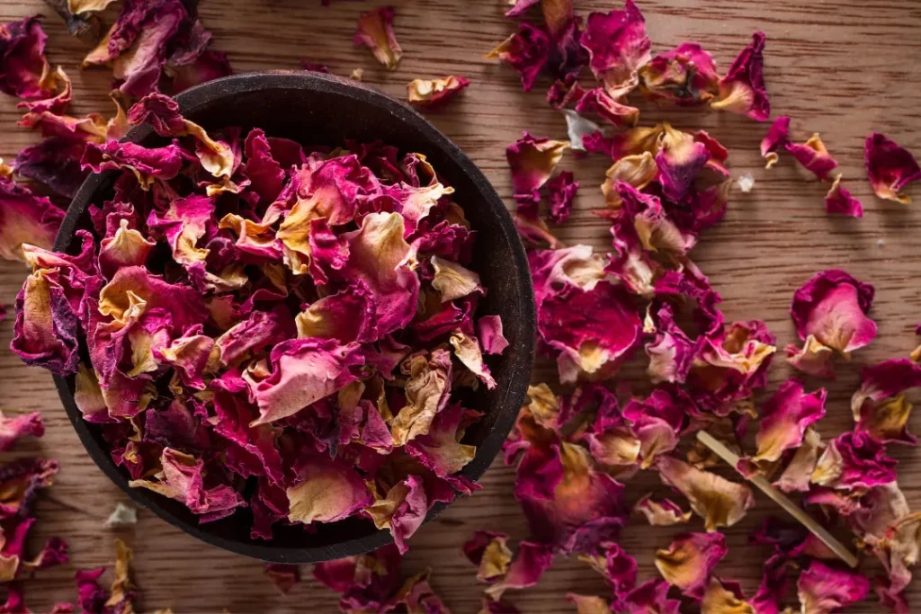 Dry rose petals. 