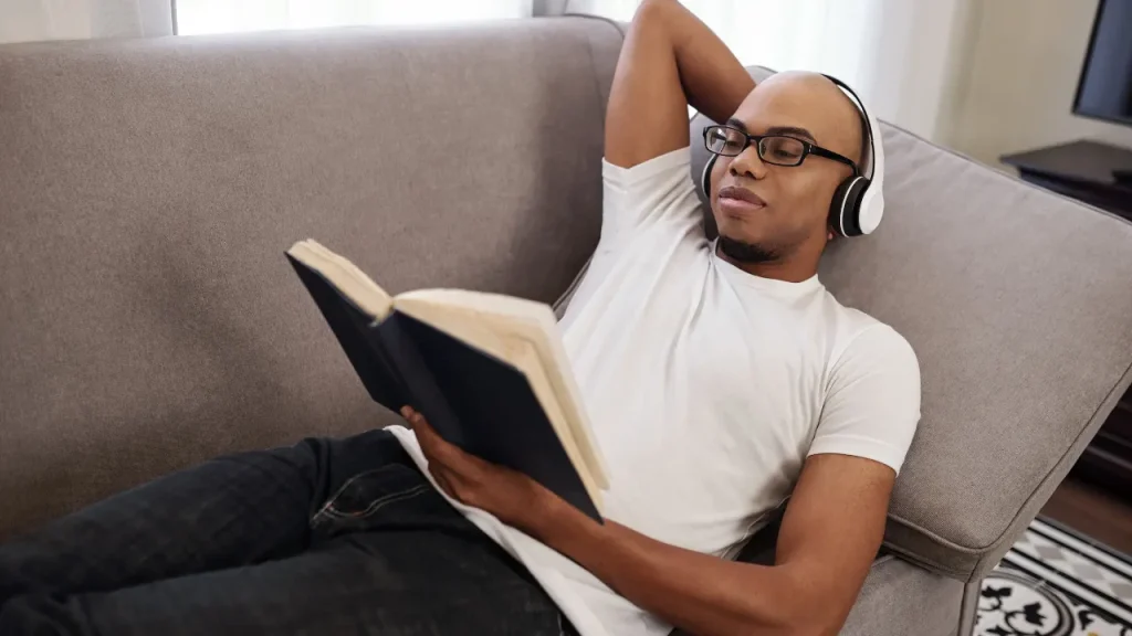 Man reading a book. 