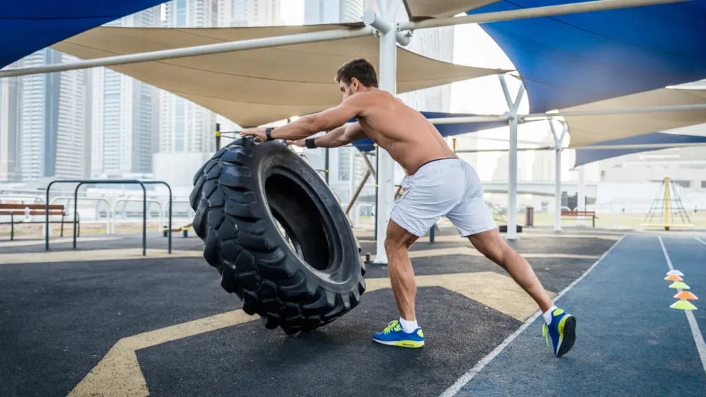 Man is doing exercise. 