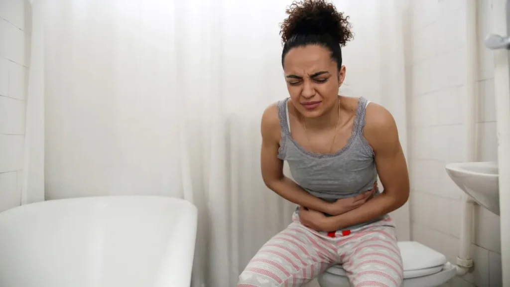 Lady having diarrheal pain. 