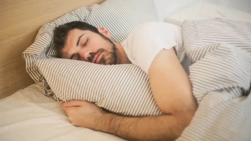 Man is enjoying his sleep. 