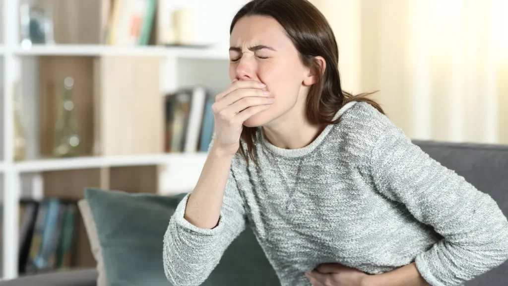 Lady having vomit. 