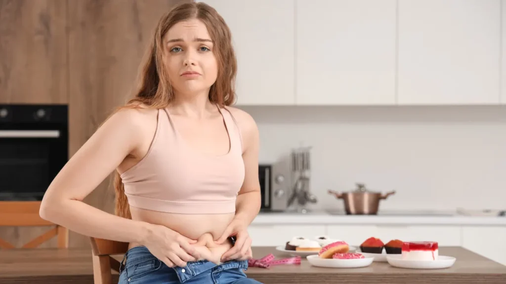 Young girl facing weight gain issue. 