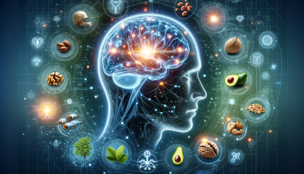 A futuristic illustration of cognitive focus, featuring a transparent human head with an illuminated brain, surrounded by abstract representations of neurons and symbols of key nutrients like fish, nuts, avocados, and green tea.

ALT Text: “How to increase attention span scientifically: A glowing brain with neurotransmitter visuals and essential brain-boosting nutrients.”