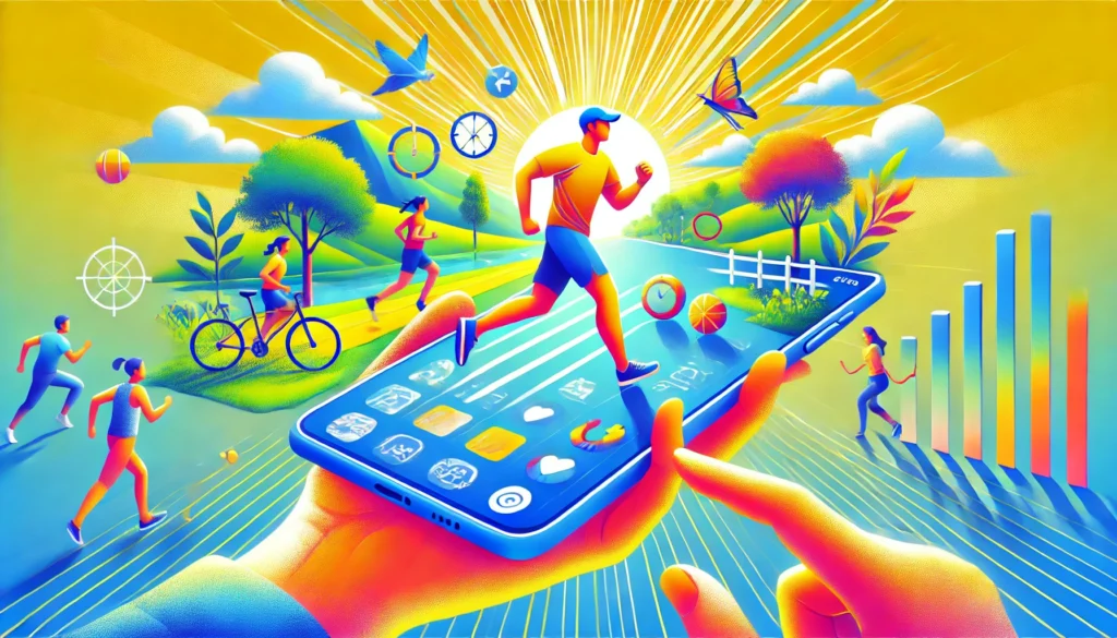 Engaging in Outdoor Activities Instead of Screen Time
ALT Text: A vibrant digital illustration of a person jogging and playing sports, representing healthy alternatives to excessive screen use.