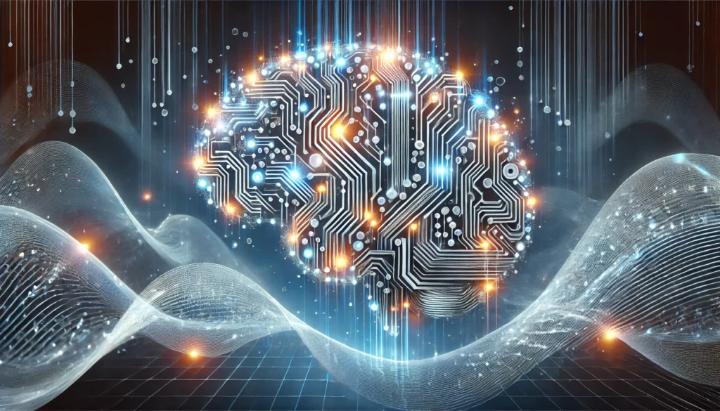 "A conceptual illustration of cognitive training, highlighting a 3D glowing brain with interconnected circuits against a dynamic energy-filled background, symbolizing continuous learning and cognitive growth."