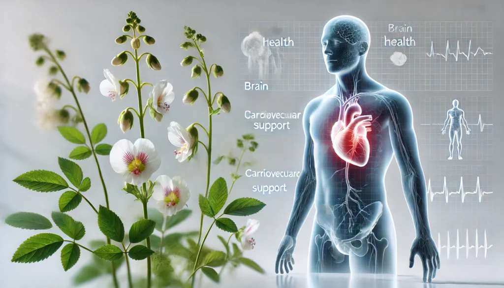 Lathyrus plant with a transparent human body highlighting brain , cardiovascular health