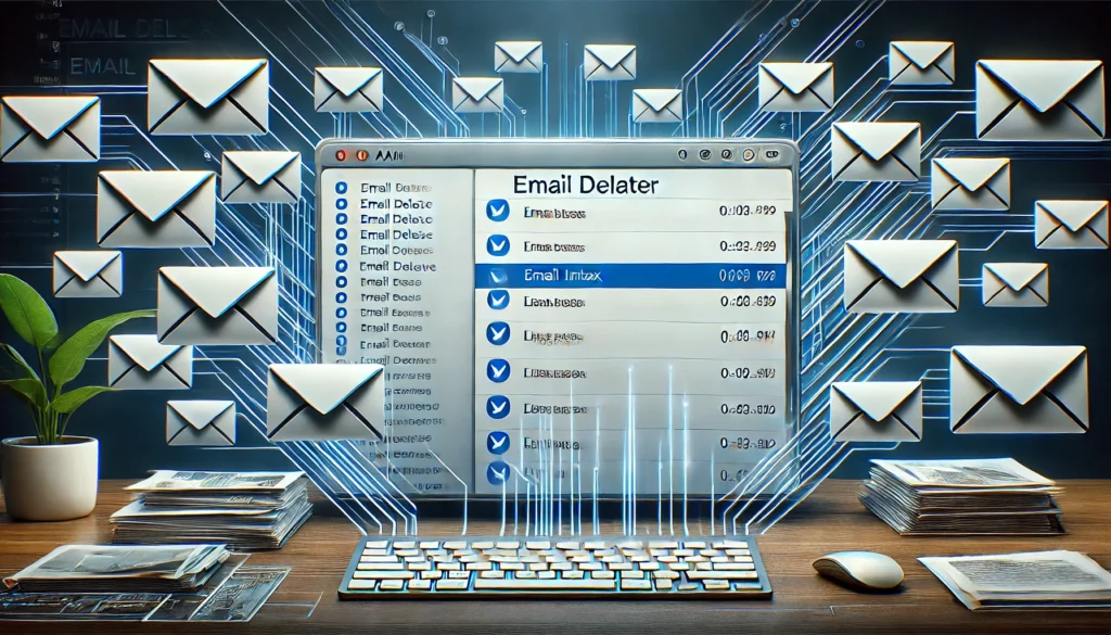"A sleek and well-organized email inbox after using an AI-powered email deleter, showcasing a clutter-free digital workspace with efficiently managed multiple email accounts, symbolizing enhanced productivity and streamlined communication."